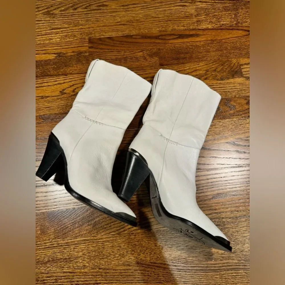 Free People Stevie Mid Boots white leather size US 9 / EU 39